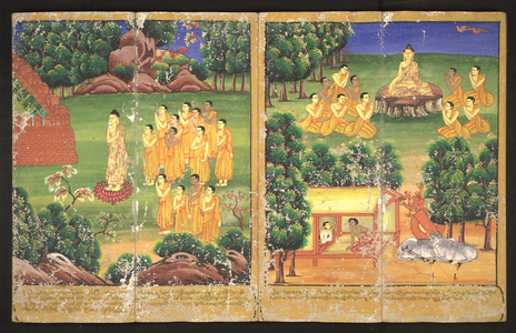 Buddha teaching monks, Burma, 18th century (watercolour)