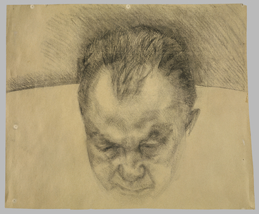 Head of Bruce Bernard, 1985 (charcoal on paper)