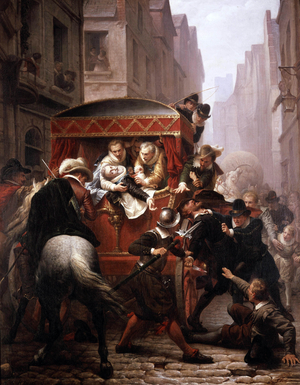 Murder of French King Henri IV by Ravaillac in 1610 in Paris (oil on canvas)