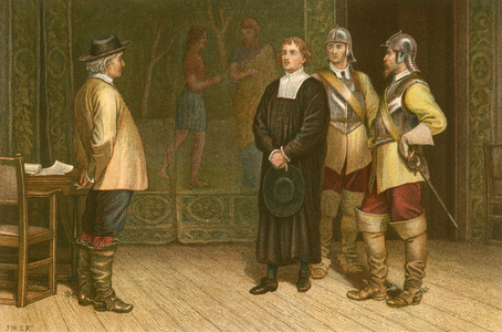 James Durham brought before Oliver Cromwell (coloured engraving)