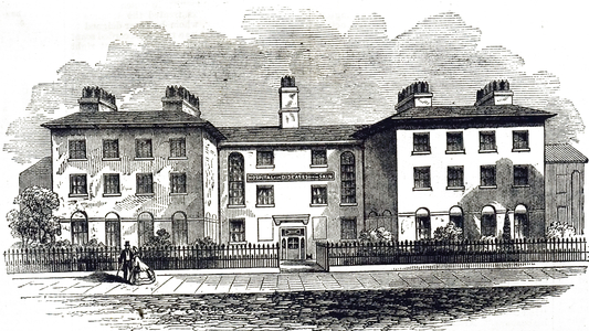 An engraving depicting Leamington Hospital for diseases of the skin, 19th century