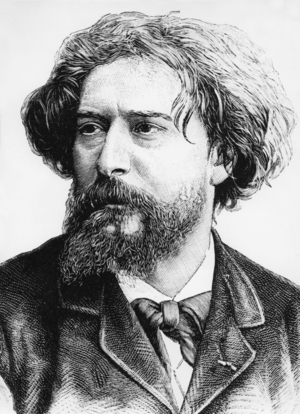 Alphonse Daudet (1840-1897) French writer, engraving, 1890