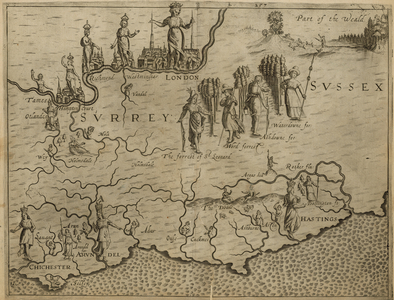 Map of the south of England, including London, Surrey and Sussex (engraving)
