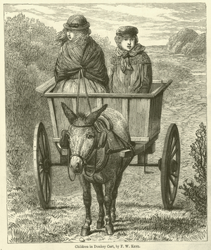 Children in Donkey Cart (engraving)