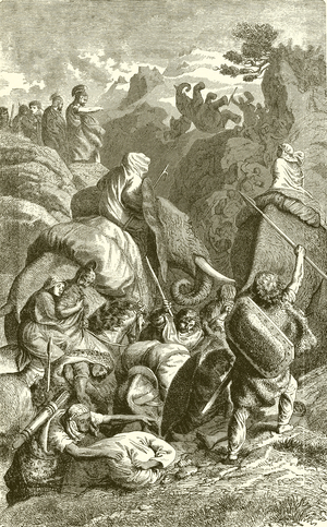 Hannibal crossing the Alps into Italy (engraving)