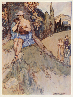 The country folk drew near to wonder at him (colour litho)