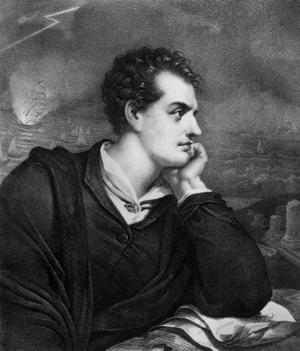 Lord George Gordon Byron (1788-1824) english poet, engraving by Maurin