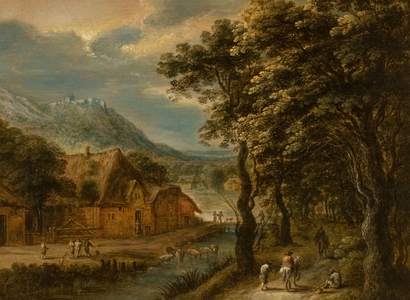 A view of an avenue (oil on panel)