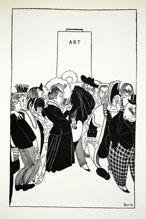 When art returns to work, illustration from Eighty Eight Cartoons by Powys Evans, pub. Cayme Press, 1926 (litho)
