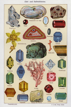 Precious and semi-precious stones (colour litho)
