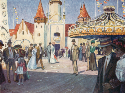 "Down at Coney" (colour litho)