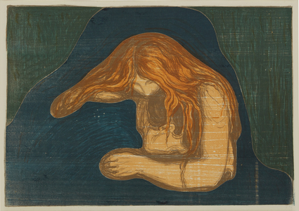 Vampire II (Schiefler 34; Woll 41), 1895-1902, presumably printed in 1913. (lithograph and woodcut printed in colors on wove paper)