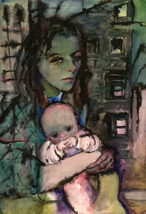 Woman with a Baby, c.1942 (ink & w/c on paper)
