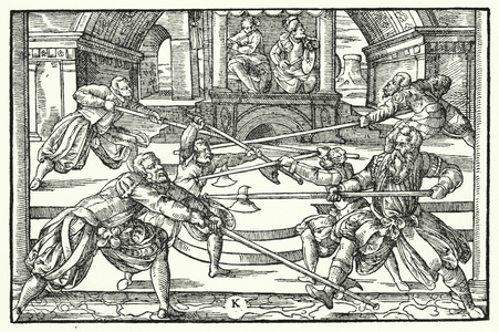 Fencing scene (engraving)