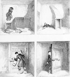 Escape No. 1, from 'Jack Sheppard' by W. H. Ainsworth, published 1839 (engraving)