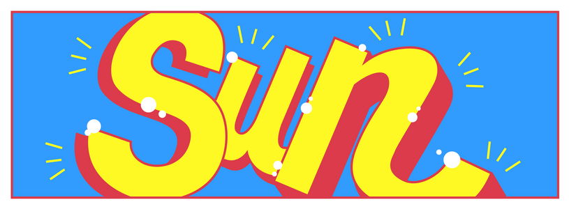 SUN, POP LETTERING, 2025 (digital art)