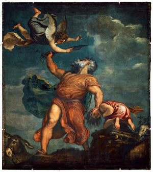 Sacrifice of Isaac. Fresco (fresco)