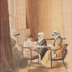 Reading and weaving (w/c on paper)