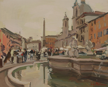 Piazza Navona I, 2016 (oil on board)