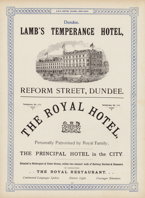 Page from the ABC Hotel Guide for Travellers and Tourists, 1901-2 (litho)