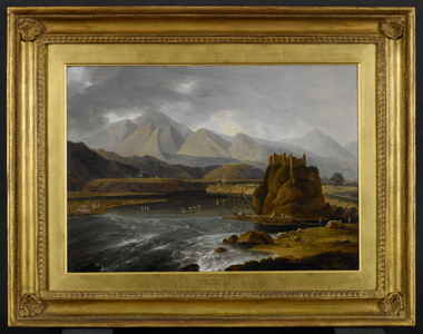 Rope bridge over the Alakananda river at Srinagar, Garhwal, U.P.
The old town (since washed away by floods from the bursting of the Gohna lake in 1904) occupies the centre of the picture, but is partially hidden by the rock in the foreground. It was once the capital of Garhwal and the residence of the Rajas. On the opposite bank of the Alaknanda (spanned by a rope bridge 240 feet long) is the village of Ranihat.