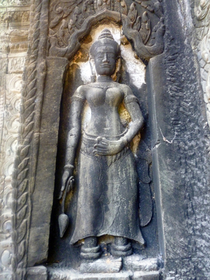 Cambodia Angkor Ta Prohm Frescoes Apsara Devata