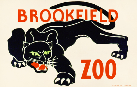 Poster advertising Brookfield Zoo in Chicago,Illinois, 1938 (colour Litho)