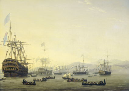 Council of War on board the 'Queen Charlotte', 1818 (oil on panel)