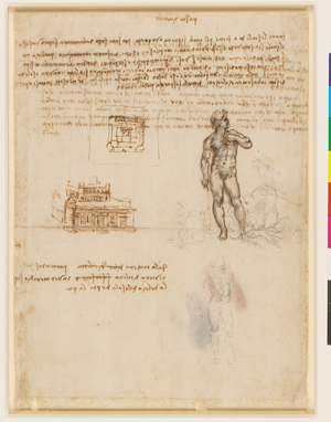 A palazzo, and a fountain of Neptune, c.1508-10 (black chalk, pen and ink on paper)