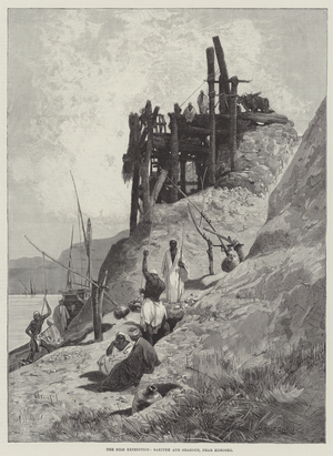 The Nile Expedition, Sakiyeh and Shadouf, near Korosko (engraving)