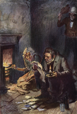 Illustration for Nicholas Nickleby (colour litho)