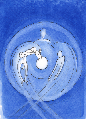 From all eternity the Son of God, who was born of Mary, springs forth from the white-hot love of the Fathers heart, in the power of the Holy Spirit, 2002 (w/c on paper)