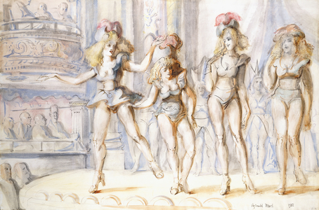 Burlesque with Four Figures, 1951 (ink and watercolour on paper)