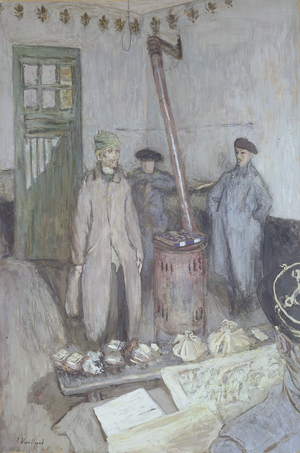 Interrogation of a German prisoner by a French officer, 1917 (oil on canvas)