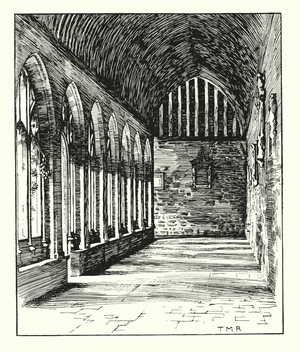 New College, Oxford: The Cloisters, The south side (litho)