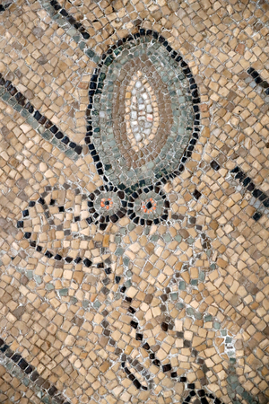 Patriarchal Basilica of Aquileia. Mosaic floor with Christian symbolism, 4th century. Squid. Italy.
