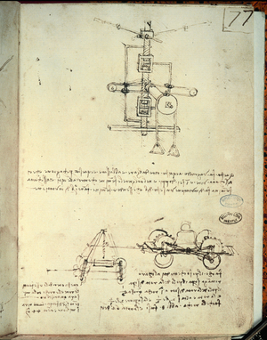 Design for a flying machine (pen on paper)