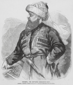 Imam Shamil, ruler of Chechnya and Dagestan (engraving)