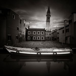 Chiesa di San Martino, Burano, Venice, Italy, 2014 (b/w photo)
