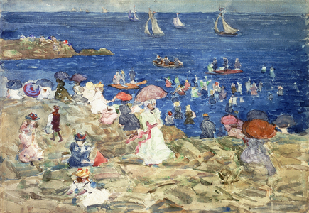 New England Beach Scene, c.1896-97 (watercolour and pencil  on paper)