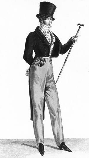 Parisian men's fashion in 1820 under the Restoration
