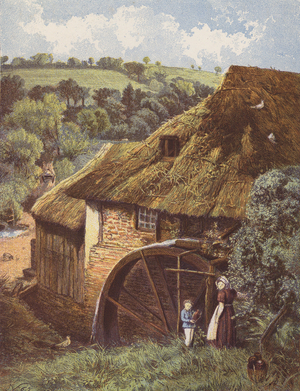 The old watermill (colour litho)