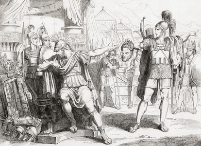 Hasdrubal Barca's head thrown into Hannibal's camp. (print)