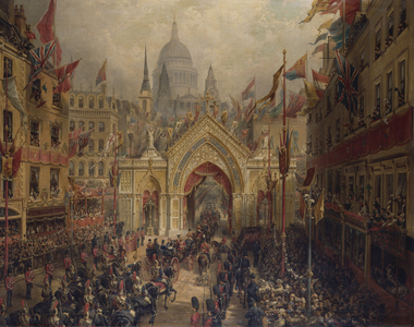 'Thanksgiving Day': The Procession to St Paul's Cathedral, 27 February 1872, before September 1873 (oil on canvas)