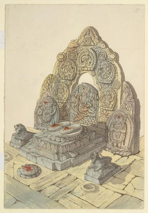 'Churan' or Footprints of Manjusri Budhisutwa at Sambhunath. February 1855', with notes.