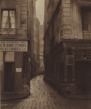 La rue Tirechape, prise de la rue Saint-Honore, demolie pour la rue du Pont-Neuf (b/w photo)