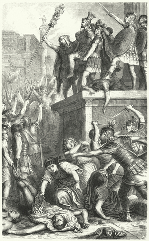 Insurrection by the Praetorian Guard in Ancient Rome (engraving)