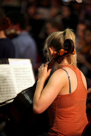 Musician playing the cello