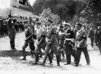 Hitler, Hess, von Blomberg, von Fritsch, Raeder and Goebbels at the funeral of Karl Litzmann, 1936 (b/w photo)