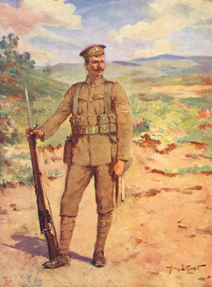 WW1: A Modern British Soldier (colour litho)